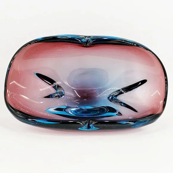 Murano Glass Bowl Ameythyst & Blue Sommerso Small Bowl Mid-Century Modern 1960s - Picture 5 of 7